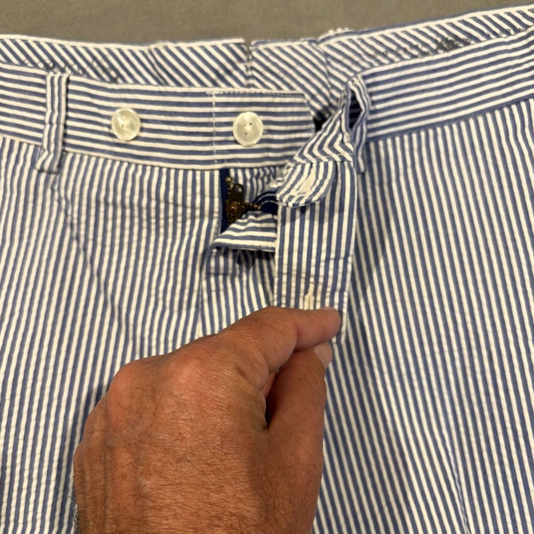 Polo Ralph Lauren Polo Ralph Lauren Seersucker Shorts - 100% Cotton - Blue White Striped - 36" X 9" - Mens Size US M / EU 48-50 / 2 - 2 Thumbnail