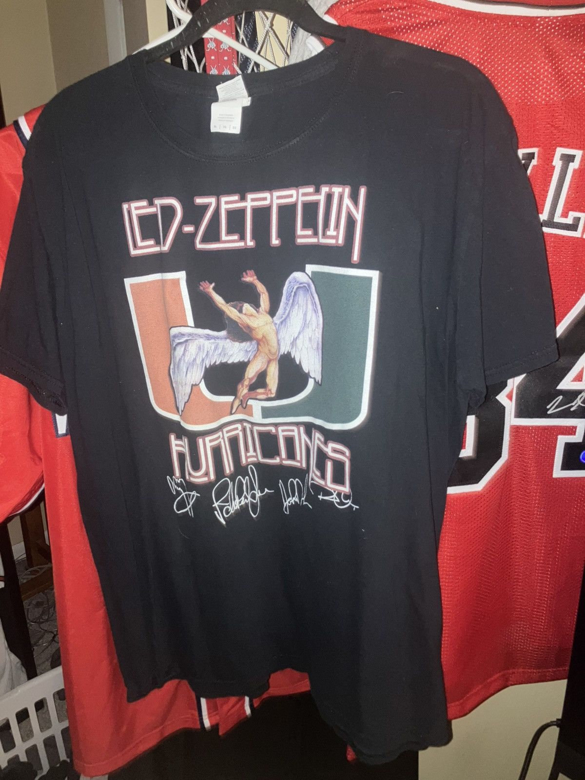Gildan Vintage Led Zeppelin miami hurricanes graphic logo Shirt XL Size US XL / EU 56 / 4 - 1 Thumbnail