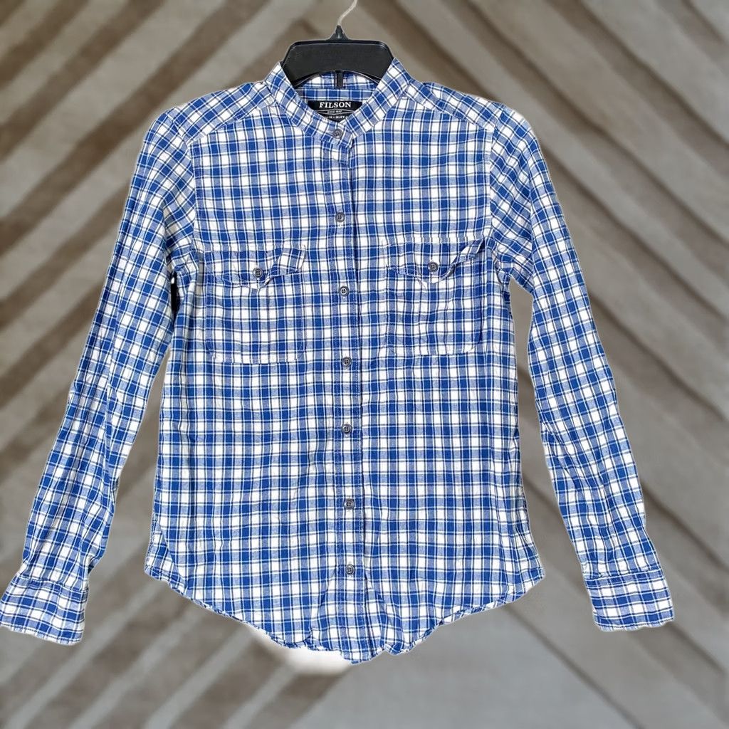 Filson C.C Filson Shirt Blue White Plaid Long Sleeve Button-Down 100% Cotton XS Mens Shirt Size US XS / EU 42 / 0 - 1 Thumbnail