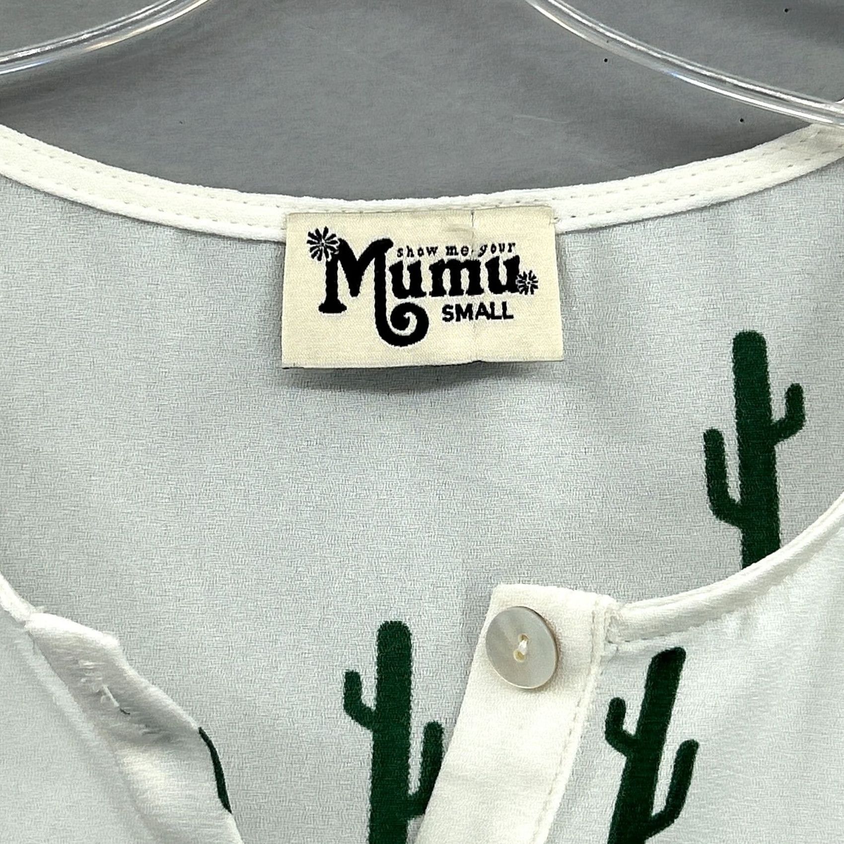 Show Me Your MuMu Show Me Your MuMu Womens Small Tank Tunic White Dark Green Cactus Print Size S / US 4 / IT 40 - 6 Thumbnail