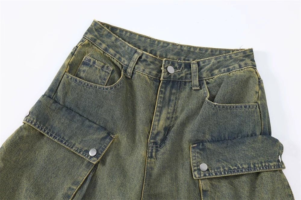 Japanese Brand × Jean High street trend washed distressed cargo ripped jeans Size US 32 / EU 48 - 3 Thumbnail