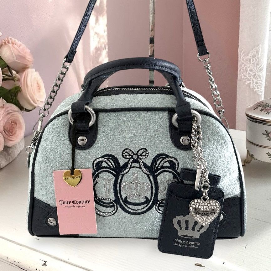 Juicy Couture Juicy Couture Blue Lovers Club Bowler Bag Satchel Crossbody Size ONE SIZE - 6 Thumbnail