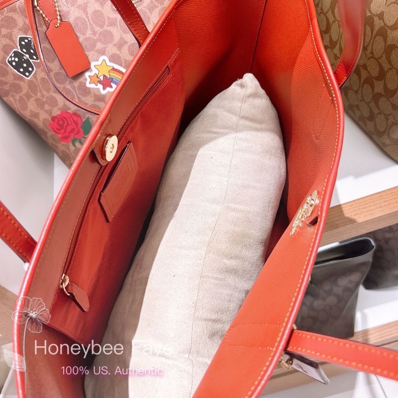 Coach City Tote Bag In Signature Canvas With Sticker Print CZ611 