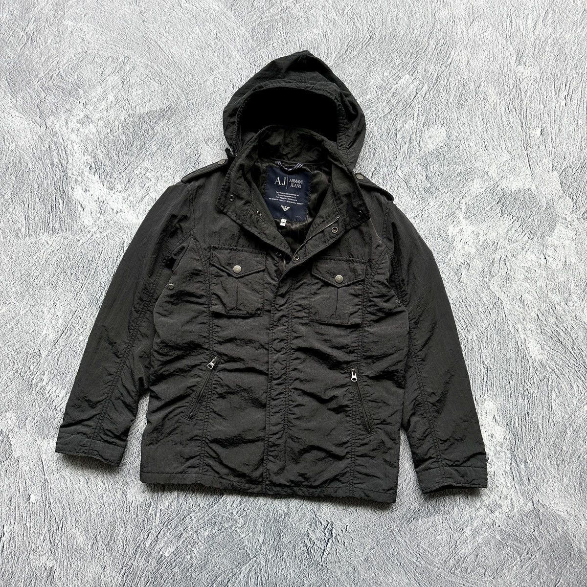 Armani Men’s Armani Jeans Nylon Jacket Full Zip Multi Pocket Black Size US M / EU 48-50 / 2 - 4 Thumbnail