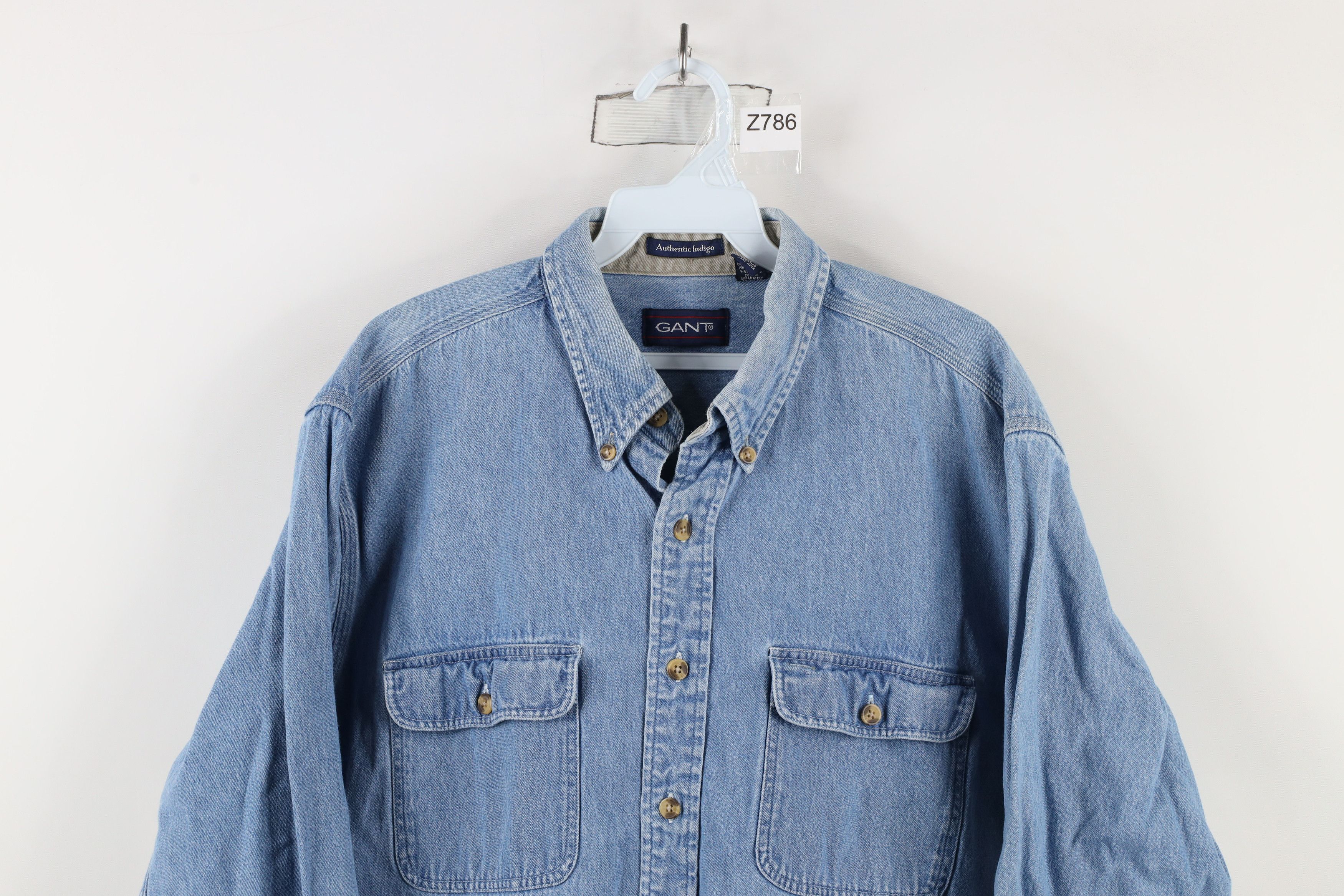 Vintage Vintage 90s Streetwear Jean Button Down Shirt Blue Indigo Size US L / EU 52-54 / 3 - 2 Thumbnail