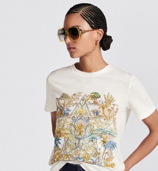 Dior o1w1db10824 Cotton & Linen T-Shirt in White Size S / US 4 / IT 40 - 7 Thumbnail