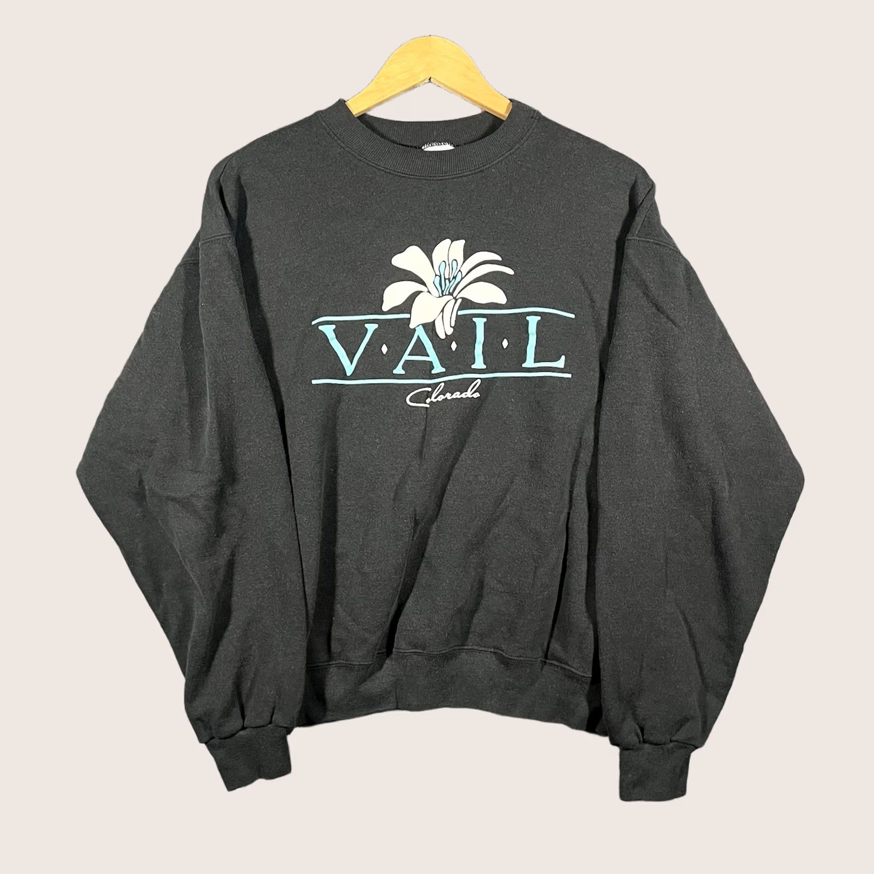 Hanes VINTAGE 90s Ski Resort Snow Hanes Sweatshirt XL Black Mens Embroidered Pullover USA Skiing Size US XL / EU 56 / 4 - 1 Thumbnail