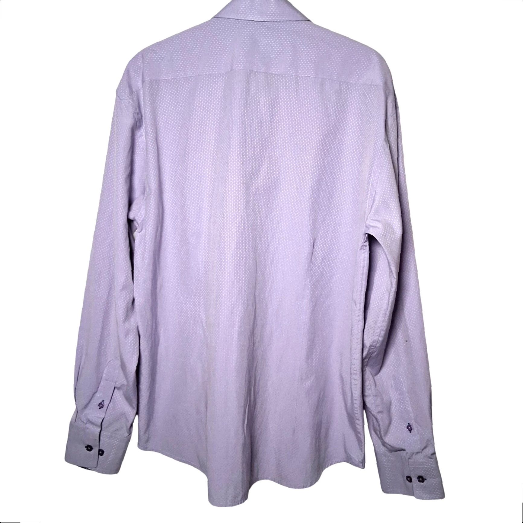 Vintage VINTAGE Beaspoke Dress Shirt Men 3XL Long Sleeve Lavender Purple Blue Paisley Flip Cuff Button Collar Spread Slim Big & Tall Mens Dress Shirt Size 48R - 2 Thumbnail