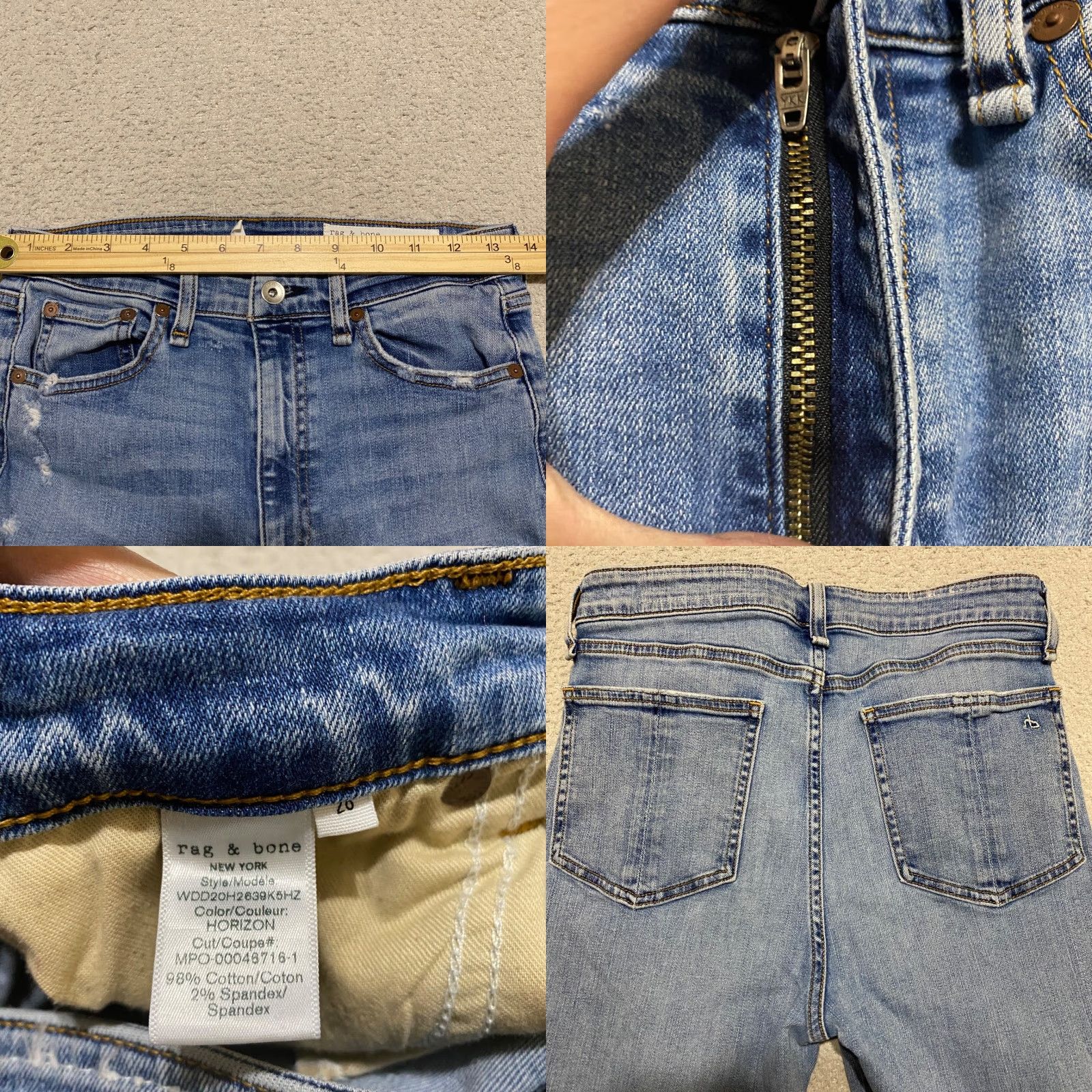 Rag & Bone rag & bone Jeans Womens 28 Blue Denim Medium Distressed High Rise Skinny Vintage No Size 28" / US 6 / IT 42 - 8 Thumbnail