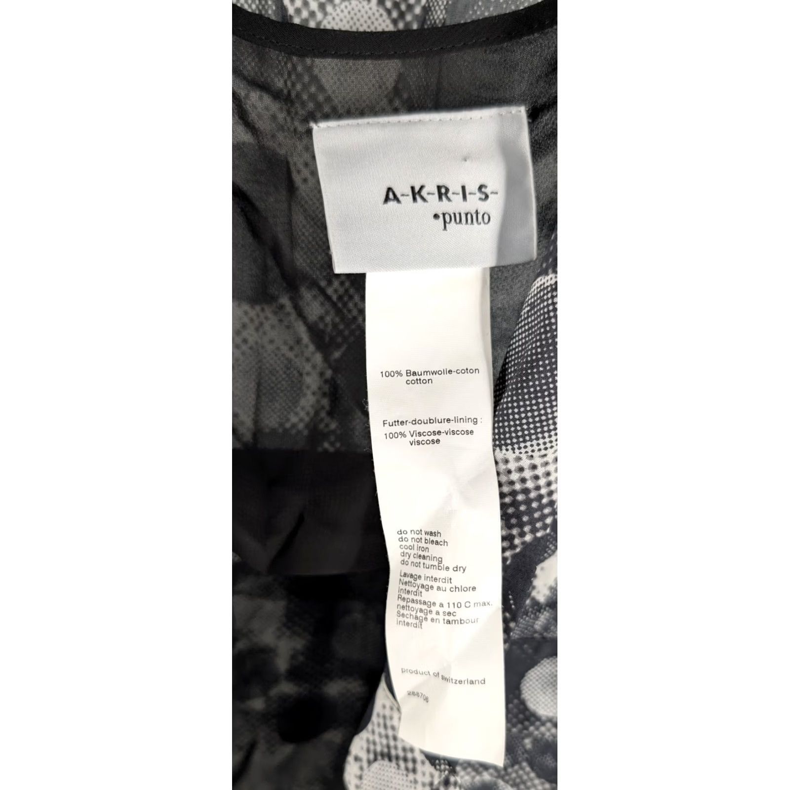 Akris Akris Punto Wrap Dress Cotton Geometric Dot Print Black White Switzerland OS Dress Womens Regular Long Geometric Pattern Art N/A Size ONE SIZE - 5 Thumbnail
