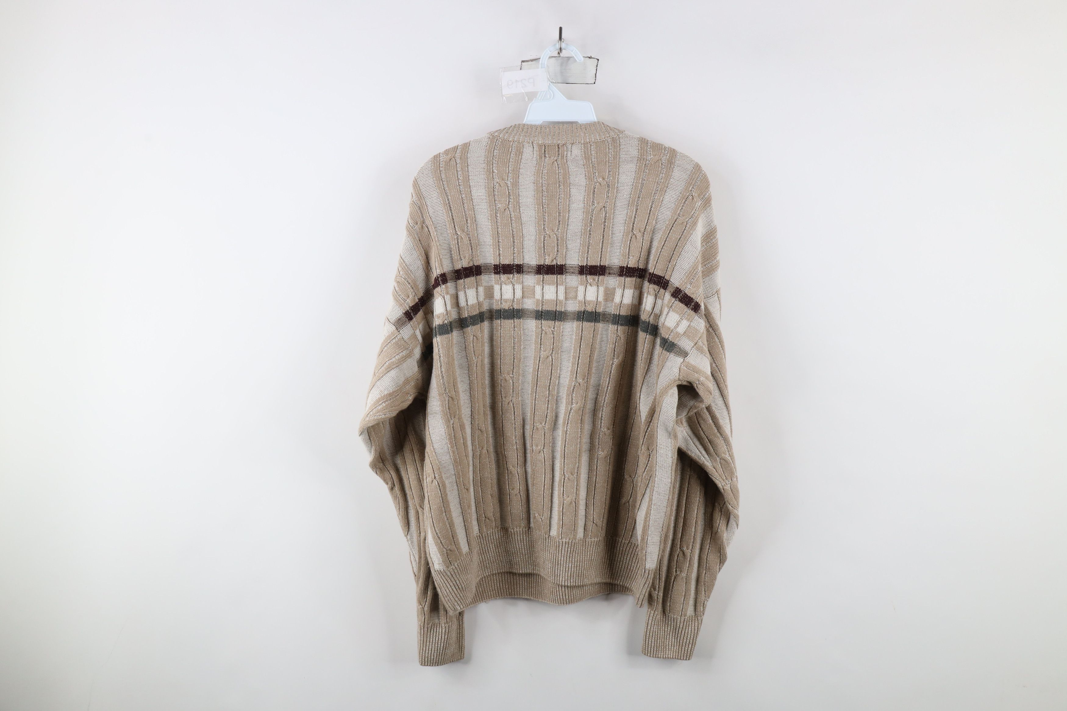 Vintage Vintage 90s Streetwear Cable Ribbed Knit Crewneck Sweater Size US L / EU 52-54 / 3 - 6 Thumbnail