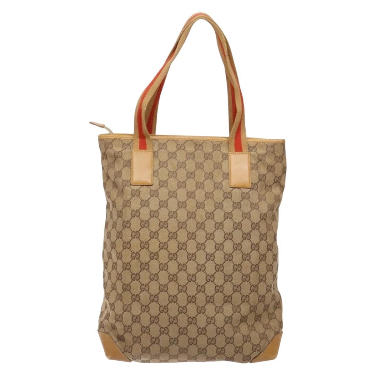 Gucci GUCCI GG Canvas Tote Bag Beige Silver 019 019 Size ONE SIZE - 3 Thumbnail