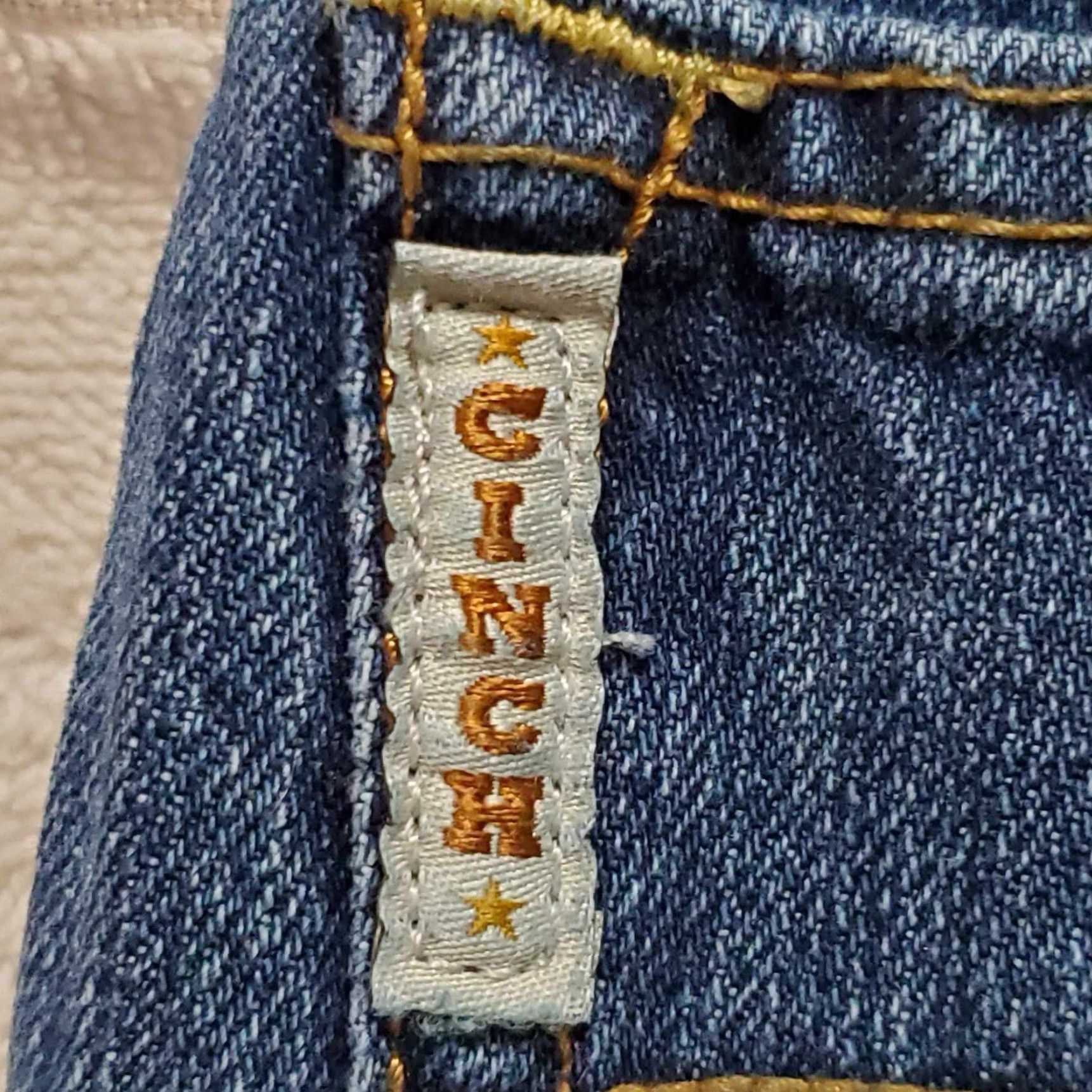 MadeWorn VINTAGE Cinch Jeans 28 X 32.5 Western Work Wear Cowboy Blue Fade Worn Mens Jeans Straight 28 Blue Cowboy Size US 28 / EU 44 - 7 Thumbnail
