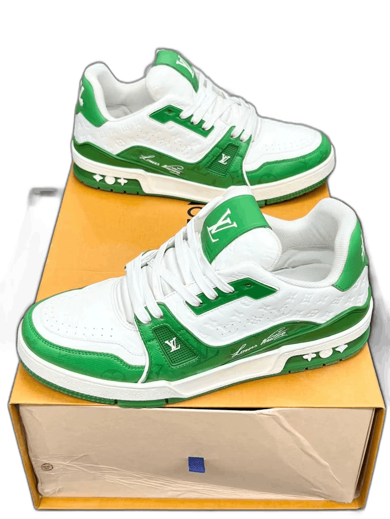 Louis Vuitton LV Trainer Sneakers in White and Green Size US 7 / EU 40 - 1 Thumbnail