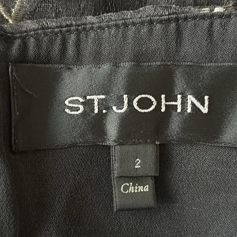 St. John St John K12RWD2 Caviar Multi Silk Floral Black Midi Dress Size XS / US 0-2 / IT 36-38 - 10 Thumbnail