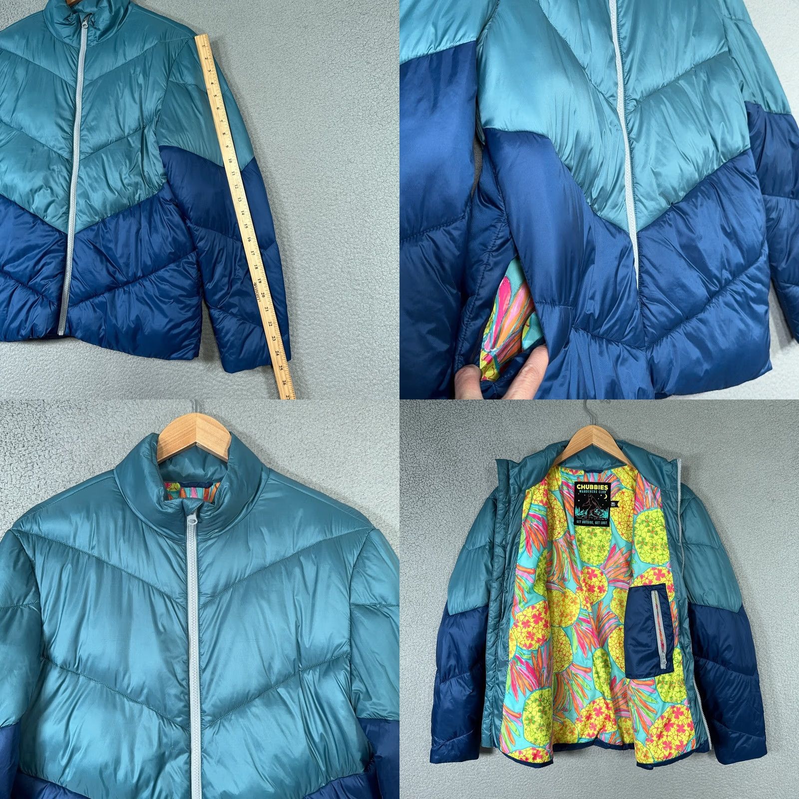 Chubbies Chubbies Puffer Jacket Mens Small Colorblock Wanders Club Full Zip Quilted Coat Size US S / EU 44-46 / 1 - 9 Thumbnail