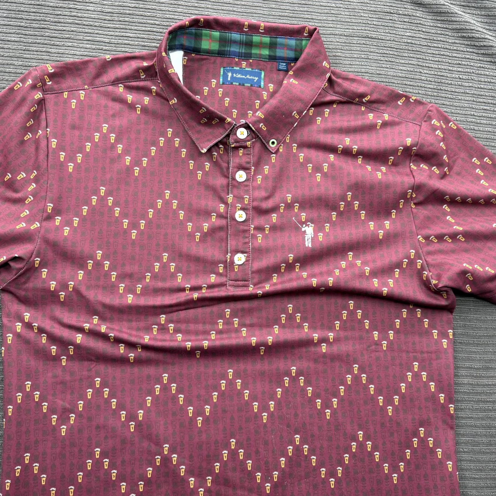 Vintage William Murray Polo Shirt Mens L Burgundy Beer Glass Pattern Golf Button Up Shirt Mens L Burgundy Beer Glass Pattern Golf Button Up Size US L / EU 52-54 / 3 - 8 Thumbnail