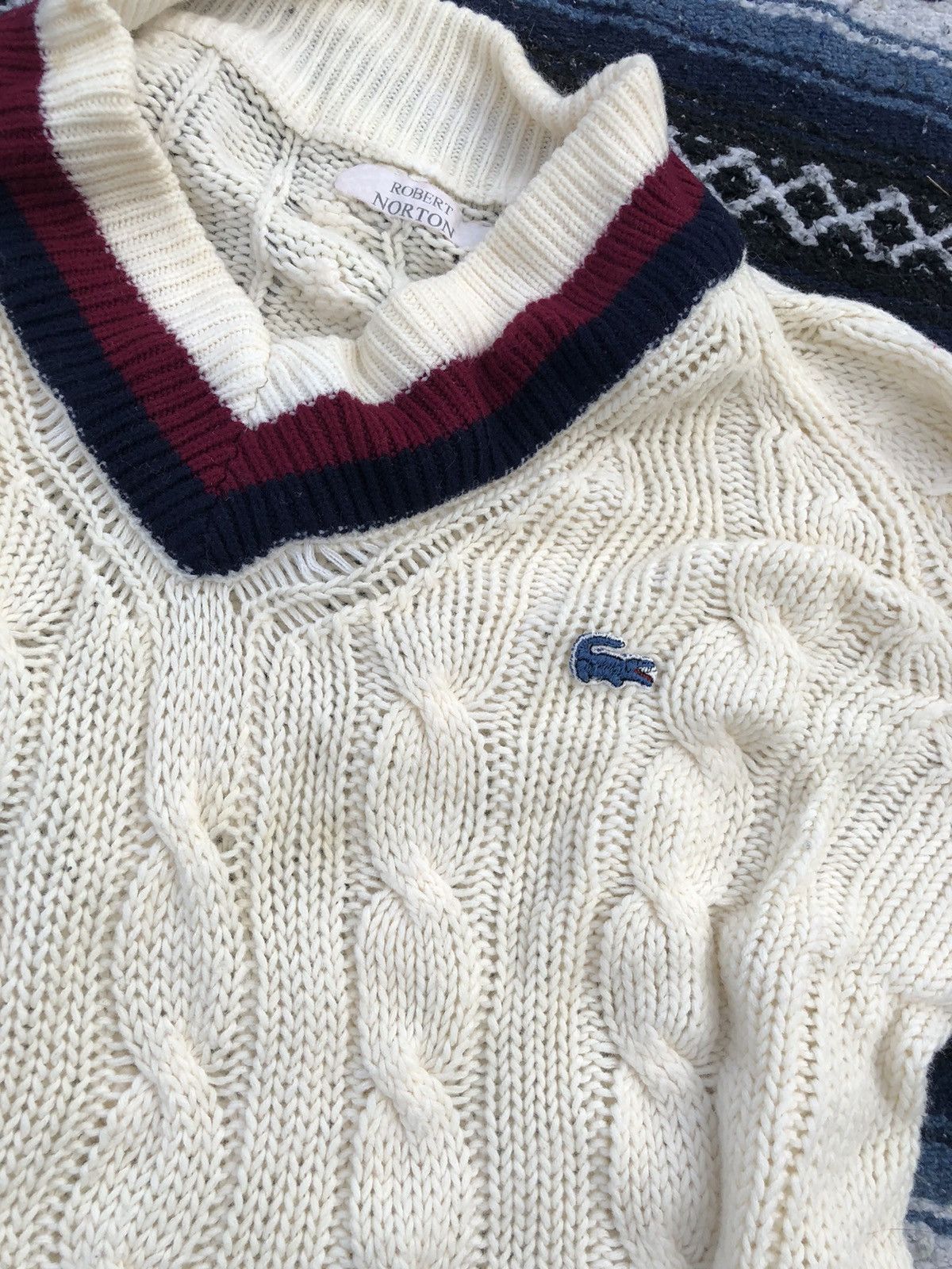 Lacoste × Vintage VINTAGE 90s LACOSTE OVERSIZE KNIT SWEATER MADE IN FRANCE Size M / US 6-8 / IT 42-44 - 2 Thumbnail