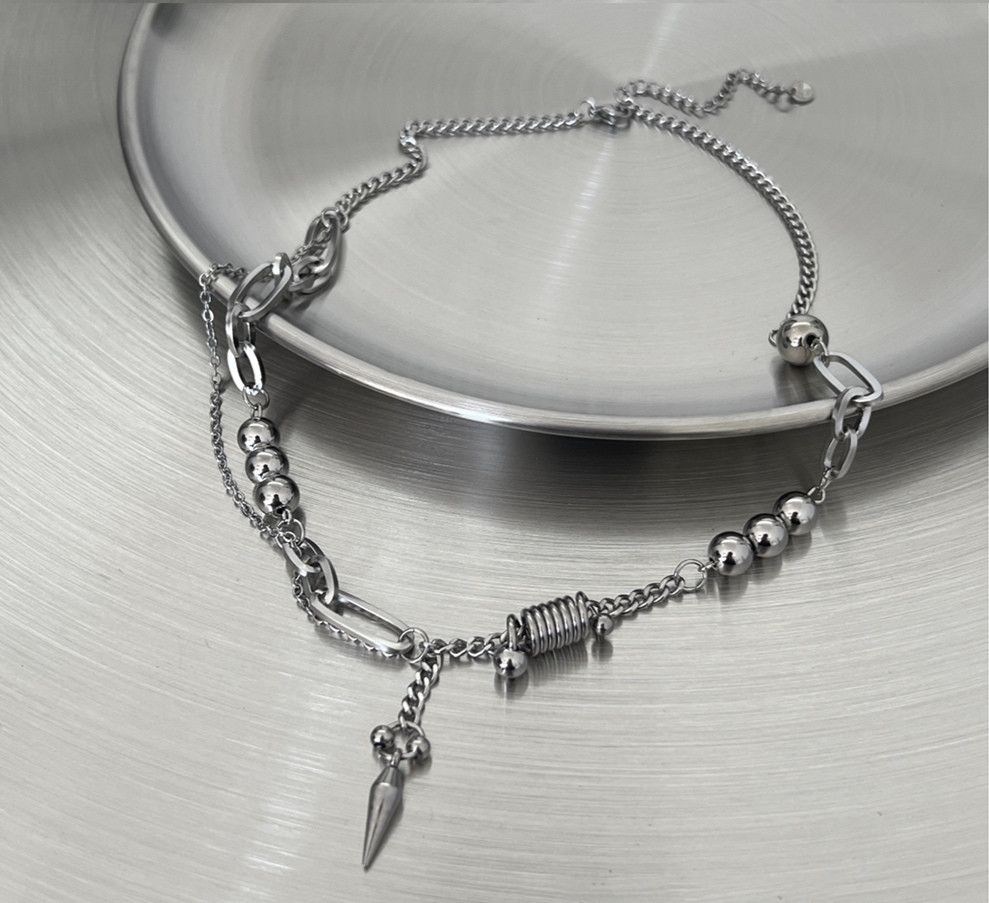 Jewelry Rivet Steel Splicing Clavicle Sweater Chain Necklace Size ONE SIZE - 3 Thumbnail