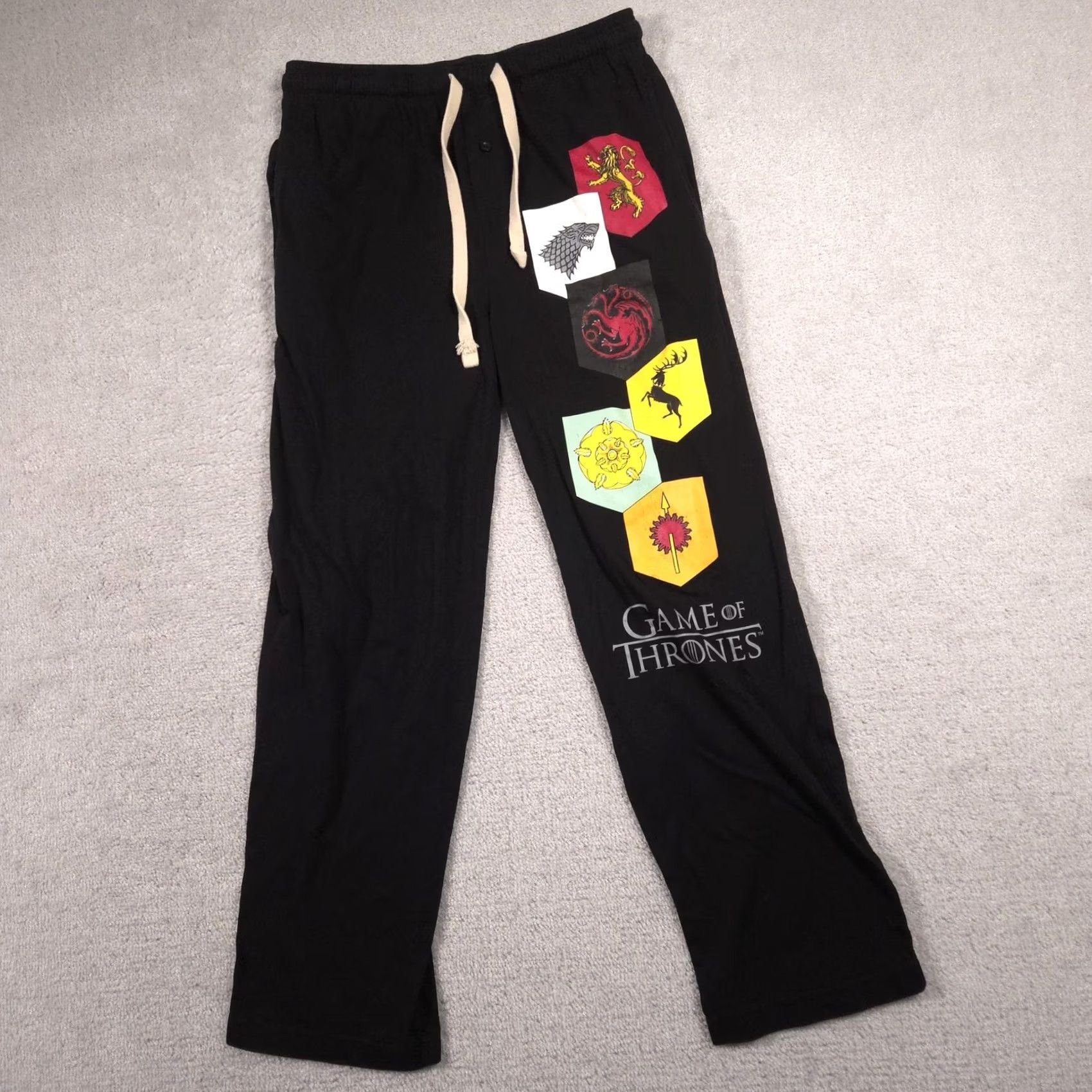 Vintage Game of Thrones Pajama Pants Mens Small Black House Sigils Lounge Sleepwear Size US 29 - 2 Thumbnail