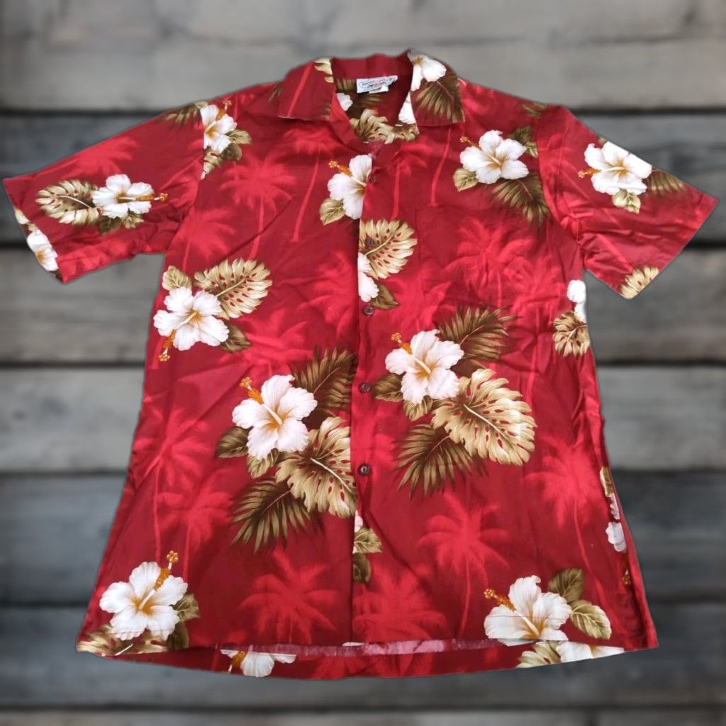 Vintage VINTAGE Pacific Legend Hawaiian Shirt Button-Up Size M Red White Hibiscus Floral USA Mens Size US M / EU 48-50 / 2 - 1 Thumbnail