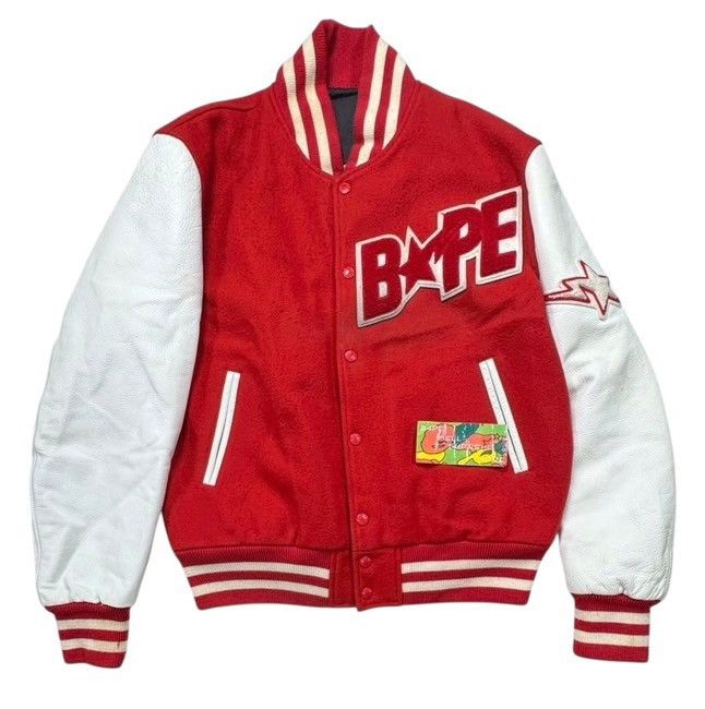 BAPE STA Varsity Jacket Red/White