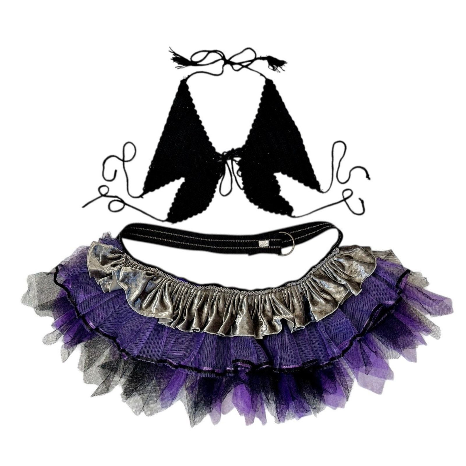 Other Y2K Crochet Butterfly Top Velvet Mesh Tutu Cyberpunk OS Size 32" / US 10 / IT 46 - 2 Thumbnail