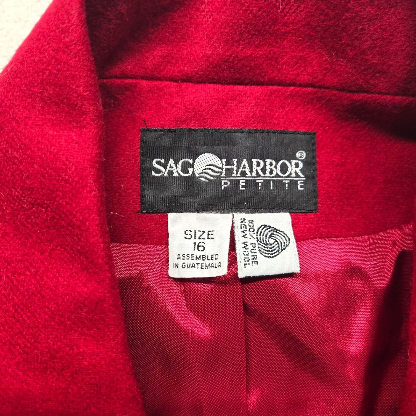 Vintage Sag Harbor Blazer Solid Red 100% Wool Adult Women Size 16 Size XXL / US 16-18 / IT 52-54 - 2 Thumbnail