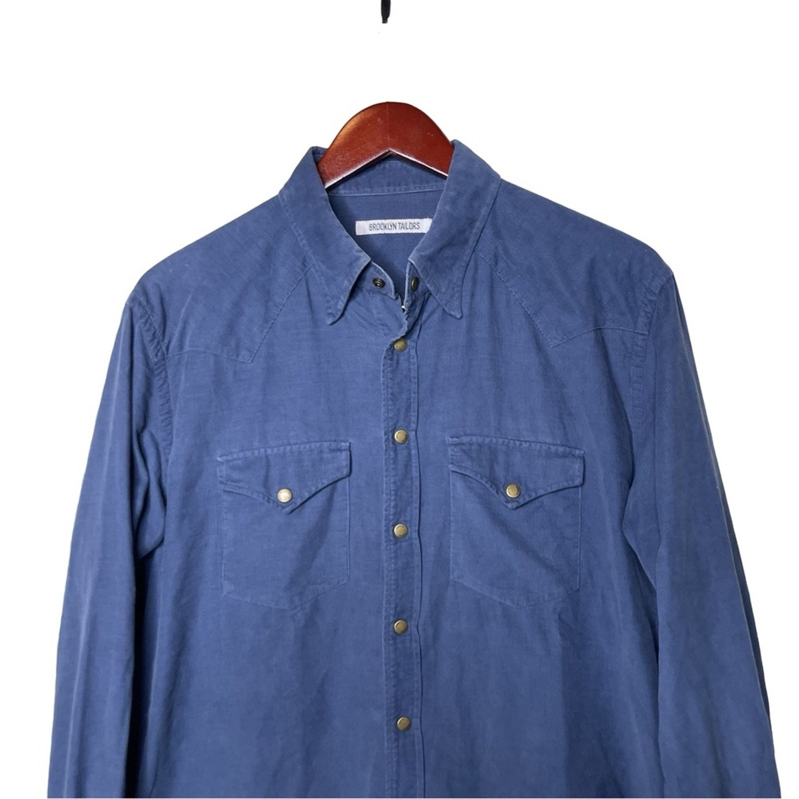 Brooklyn Tailors Brooklyn Tailors Blue corduroy snap button collared shirt XL Size US XL / EU 56 / 4 - 2 Thumbnail