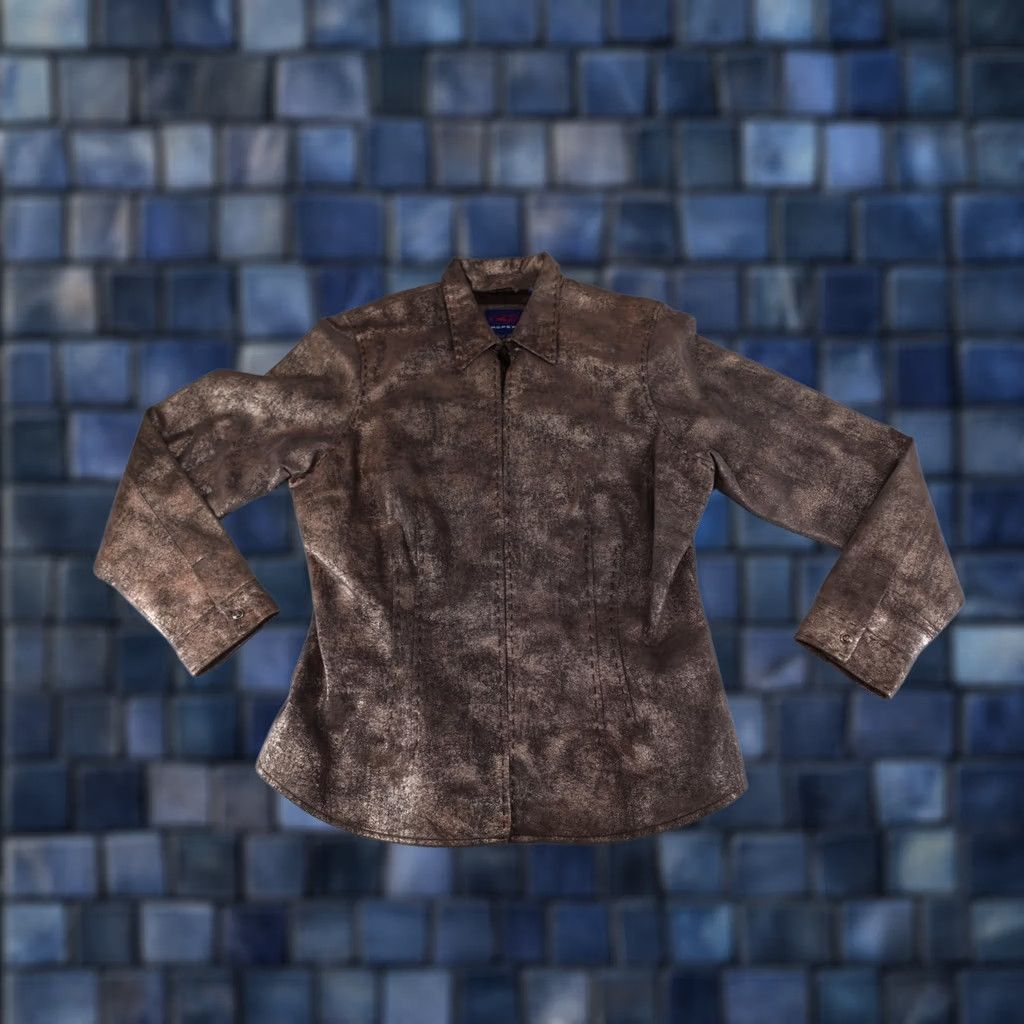 Roper Roper Leather Jacket Womens XL Brown Hook Front Western Shirt Jacket Casual Size XL / US 12-14 / IT 48-50 - 1 Thumbnail