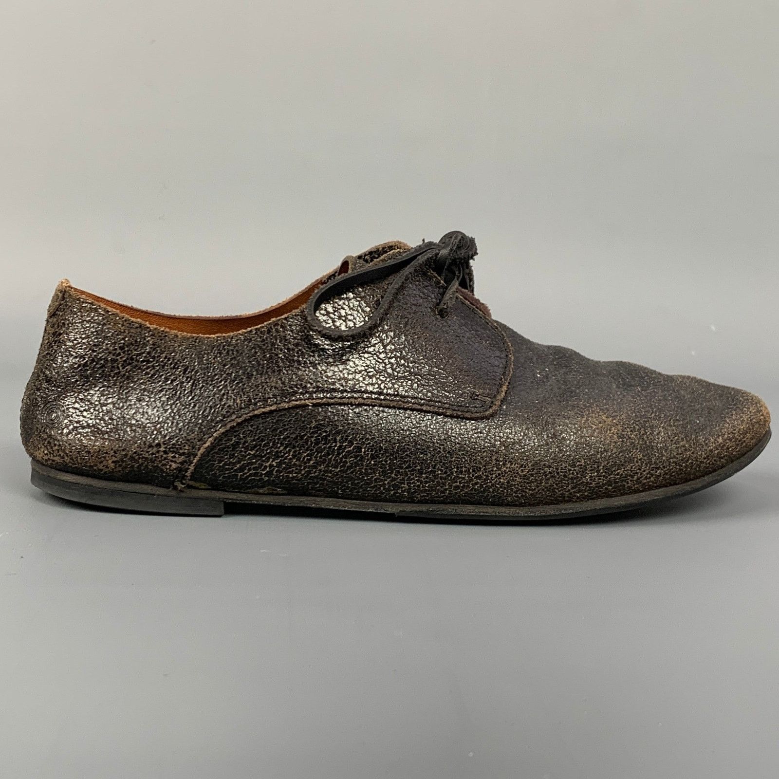 Marsell Size 7.5 Dark Brown Cracked Leather Flat Lace-Up Shoes Size US 7.5 / EU 40-41 - 1 Thumbnail