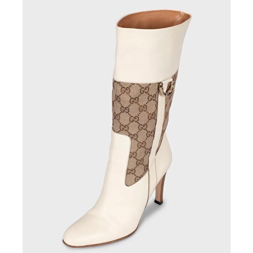 Gucci Gucci White Textile & Leather Ankle Boots - Size 37.5 Size US 7.5 / IT 37.5 - 3 Thumbnail
