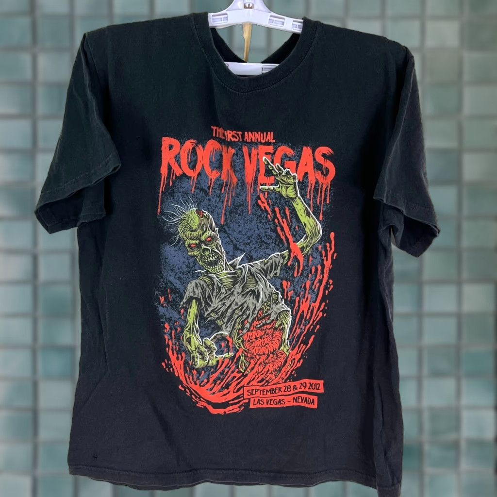 Anvil VINTAGE Rock Vegas 1st Annual 2012 Graphic T Shirt Adult M Black Anvil Logo Short Sleeve Crew Neck Rock Theme Mens Size US M / EU 48-50 / 2 - 1 Thumbnail