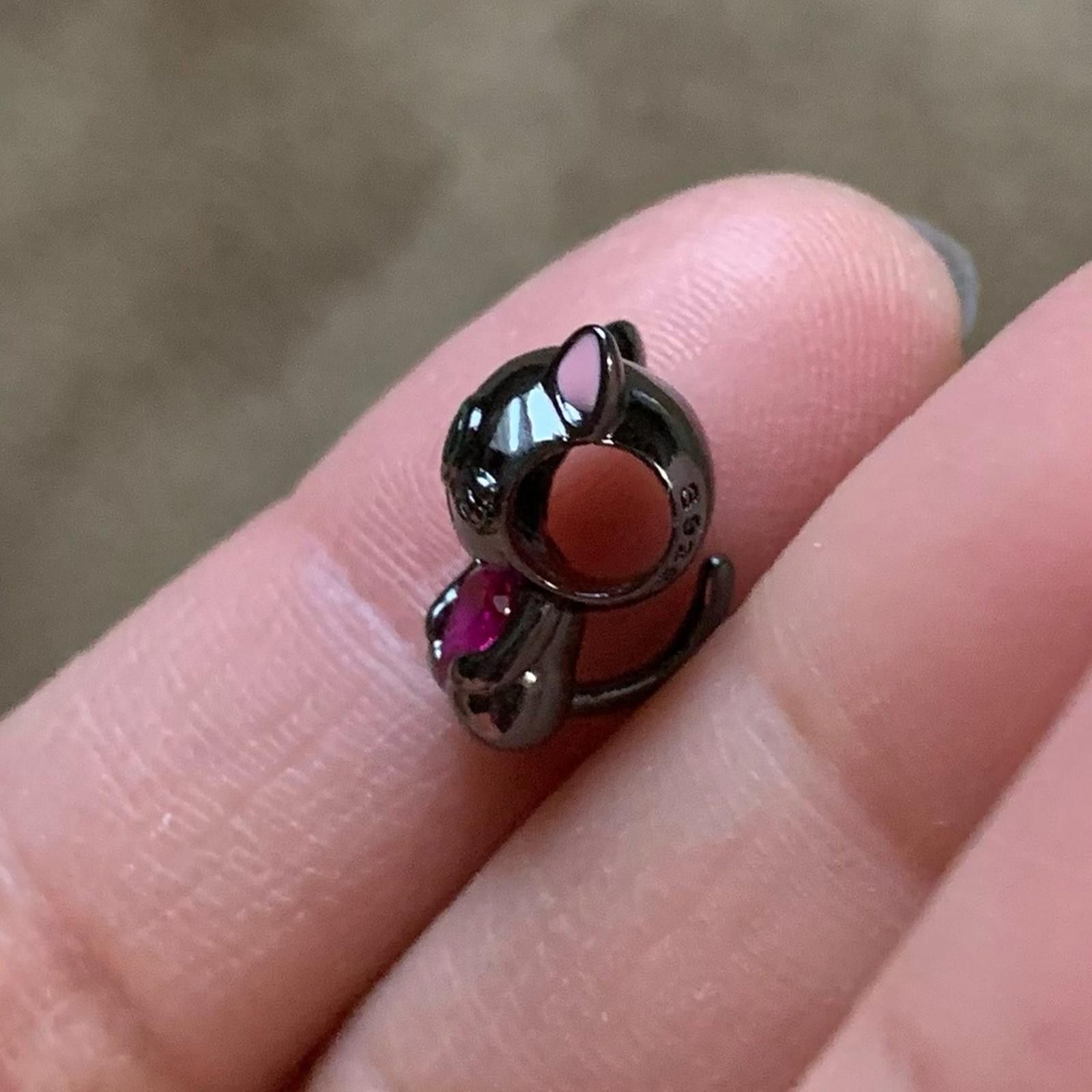 Other NWOT Black Cat Crystal Heart Charm Sterling Silver 925 Size ONE SIZE - 5 Thumbnail