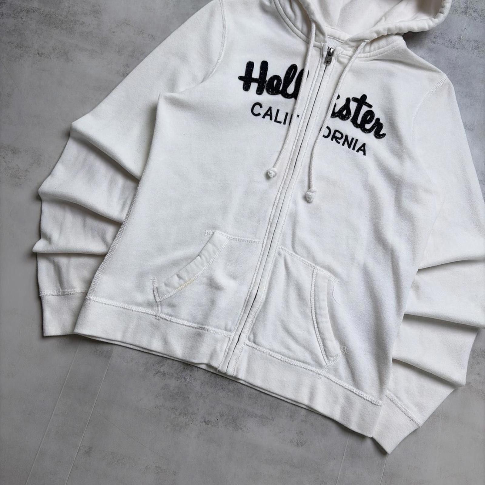 Other Y2K White Hollister Surf Grunge Skater Zip Up Hoodie Size M / US 6-8 / IT 42-44 - 4 Thumbnail
