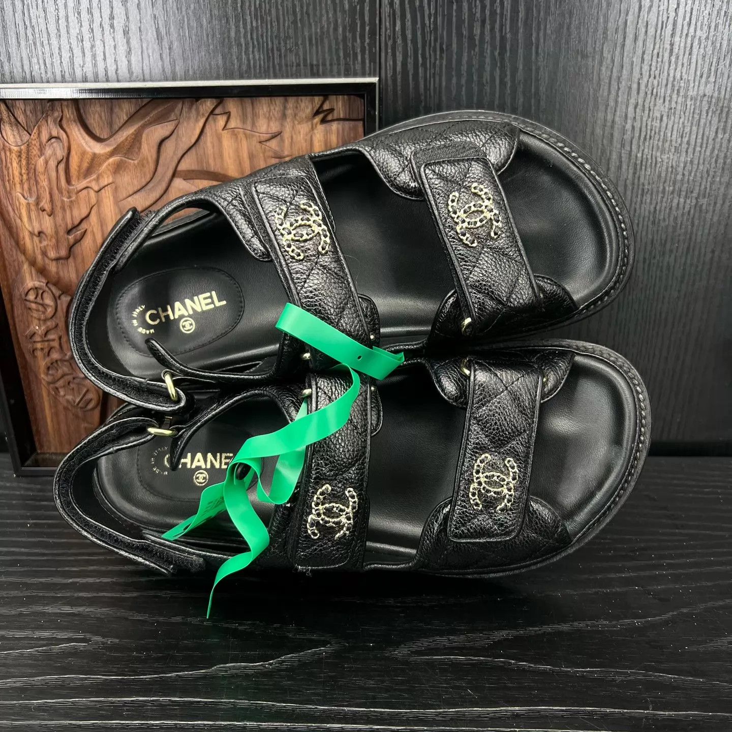 Chanel Chanel Black Gold Sandal Women's 36.5 Size US 6 / IT 36 - 8 Thumbnail