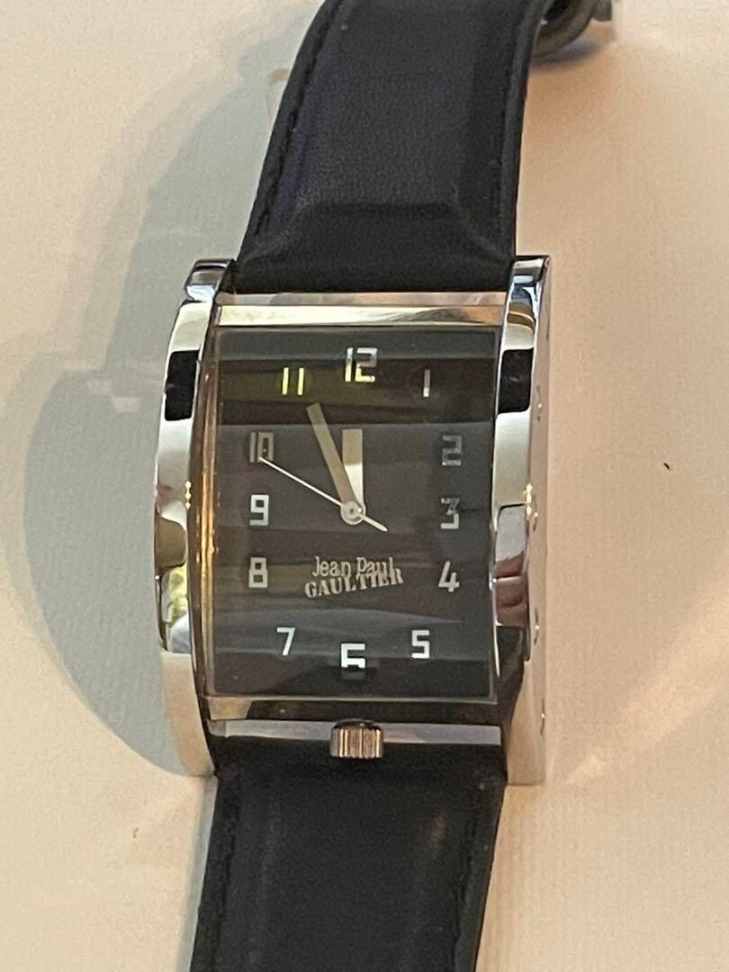 Pre-owned Jean Paul Gaultier Angle Rectangle Watch In Black