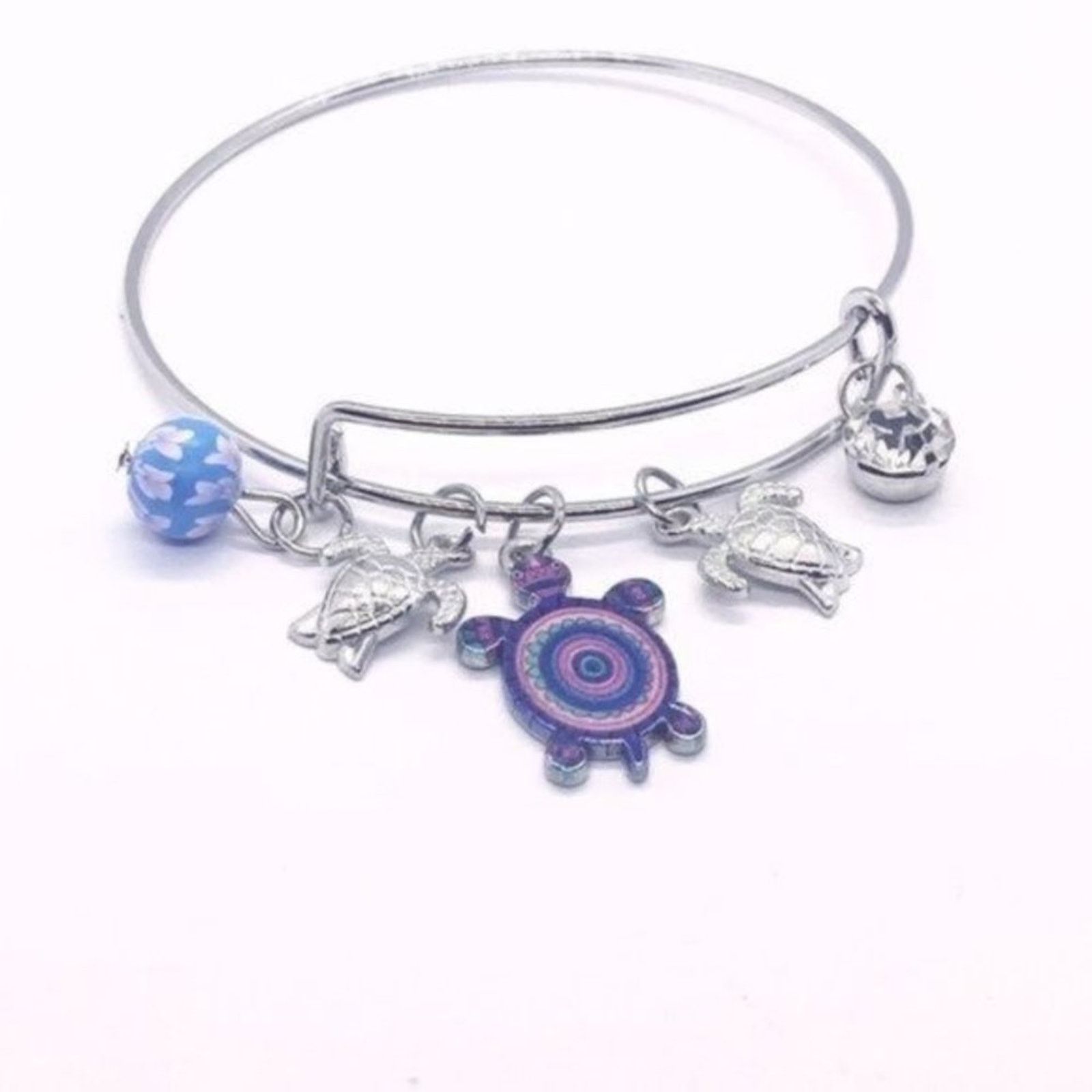 Other Beaded Sea Turtle Charm Colorful Bangle Bracelet Size ONE SIZE - 4 Thumbnail