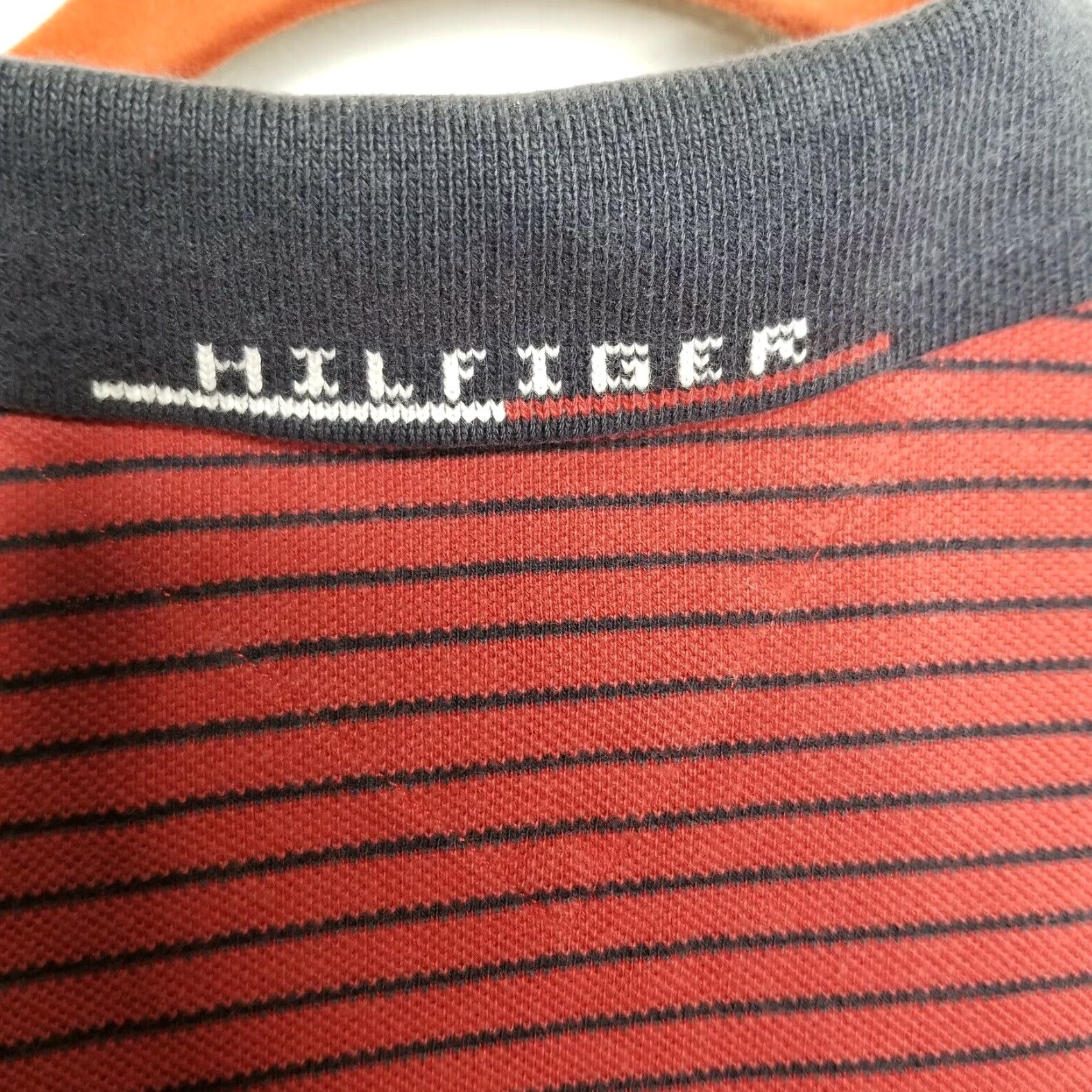 Tommy Hilfiger VINTAGE Tommy Hilfiger Polo Shirt Adult Large Blue Red Striped Flag Logo Rugby Mens Size US L / EU 52-54 / 3 - 5 Thumbnail