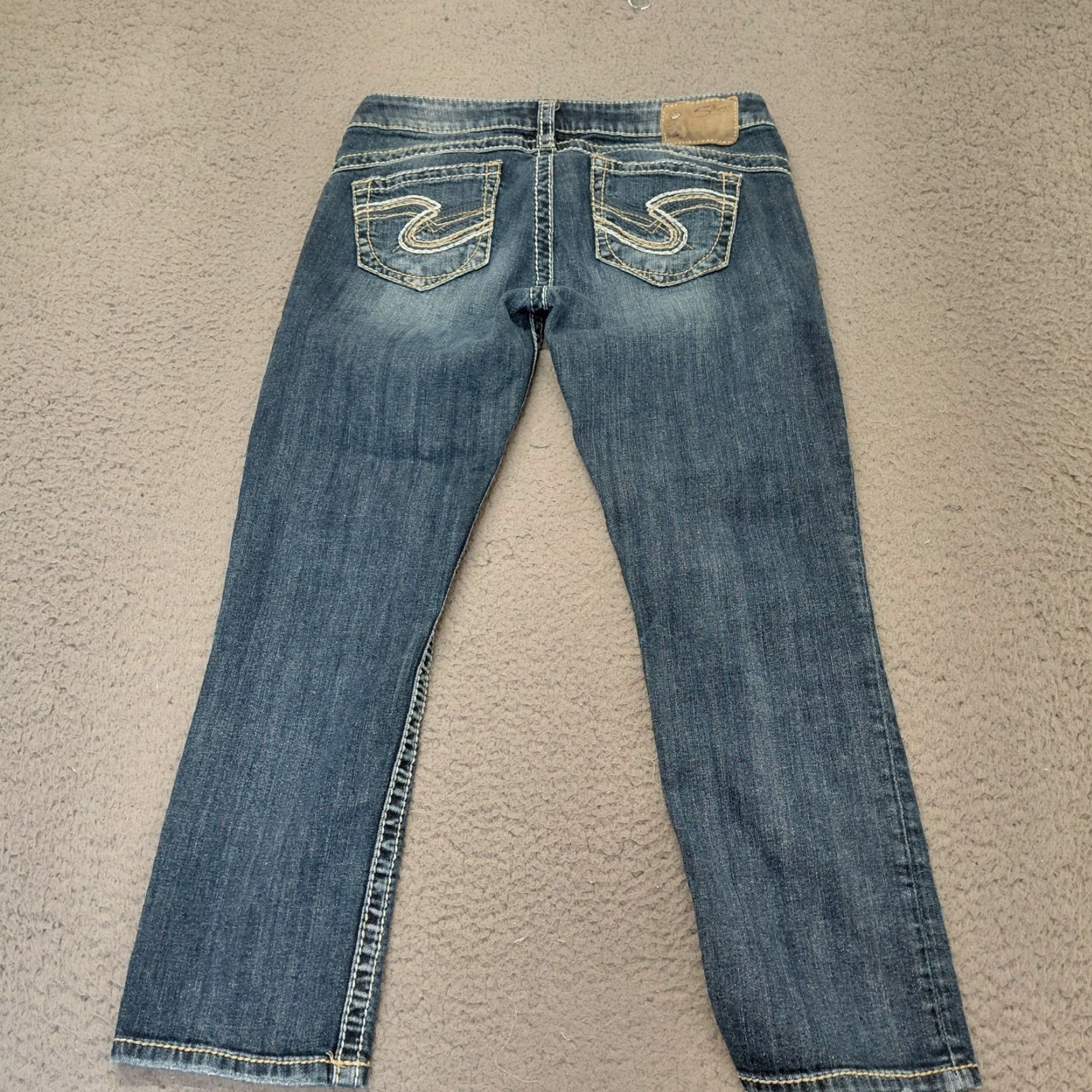Vintage Silver Jeans Tuesday Capri Women 29 Blue Dark Wash Denim Casual Size 29" - 2 Thumbnail