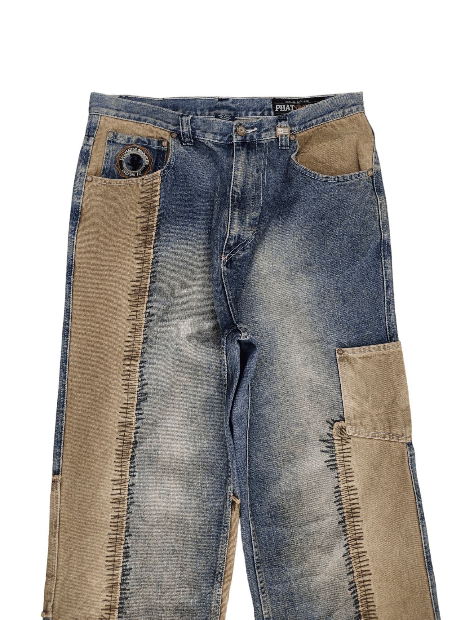 Phat Farm Crazy Vintage Y2k Phat Farm Patchwork Jnco Style Baggy Jeans Size US 35 - 2 Thumbnail