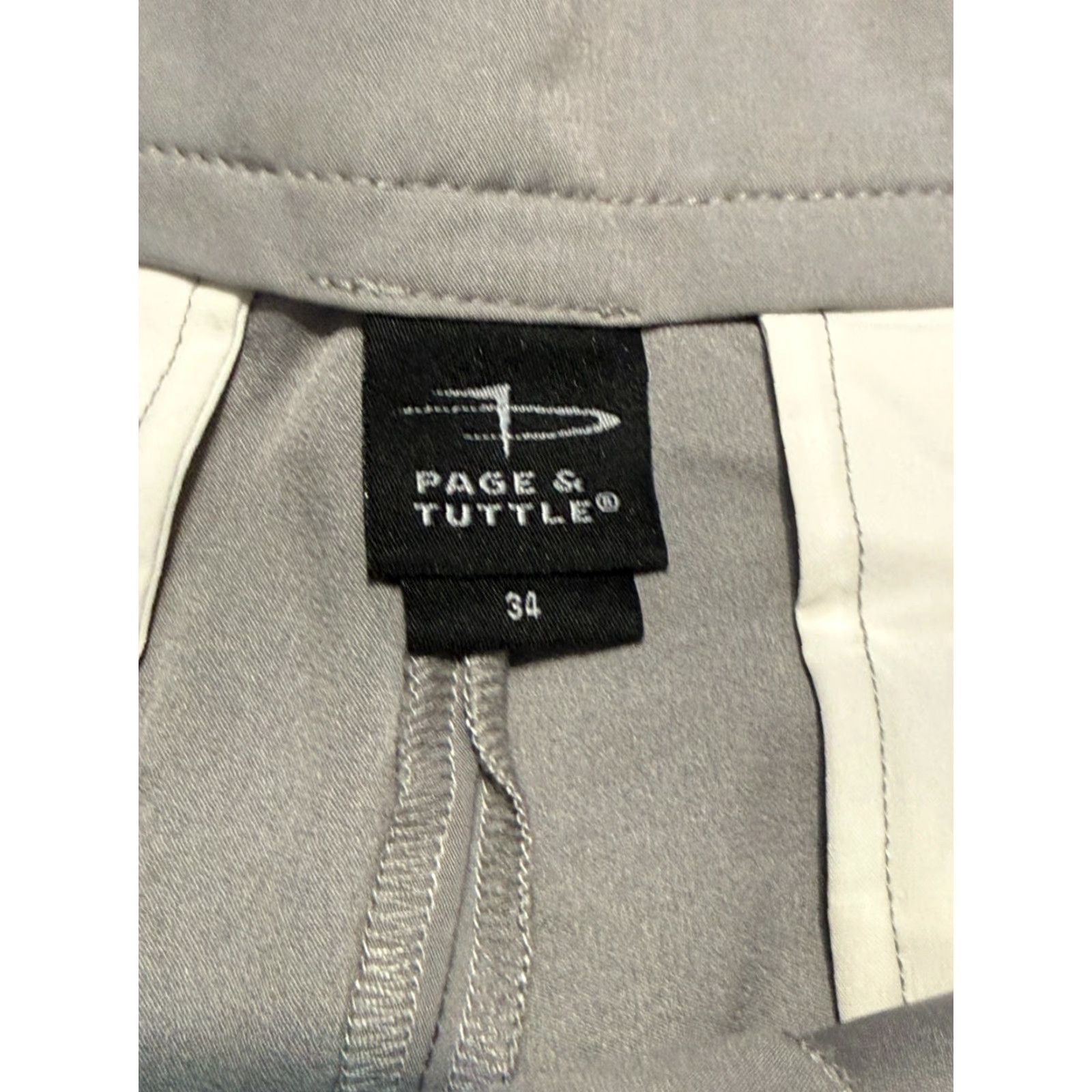 Vintage Page & Tuttle Shorts Men's 34 Gray Flat Front Chino Shorts Pockets Size US 34 / EU 50 - 6 Thumbnail