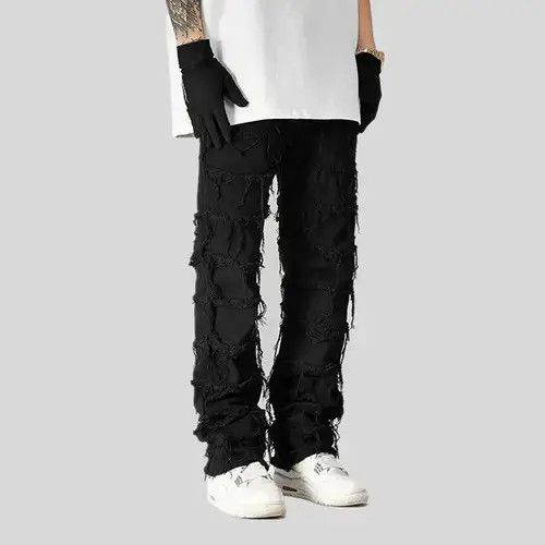 VIBE Black Color Punk Stacked Grunge Jeans Pants Size US 31 - 3 Thumbnail