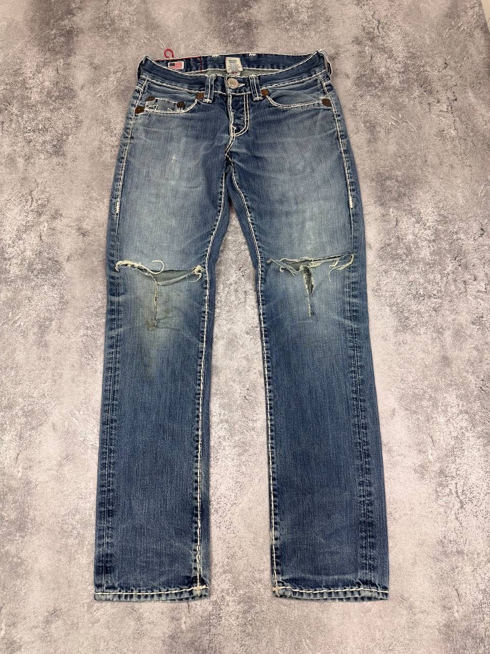 True Religion True Religion MenJeans Blue Distressed Straight Fit Vintage Size US 30 / EU 46 - 1 Thumbnail