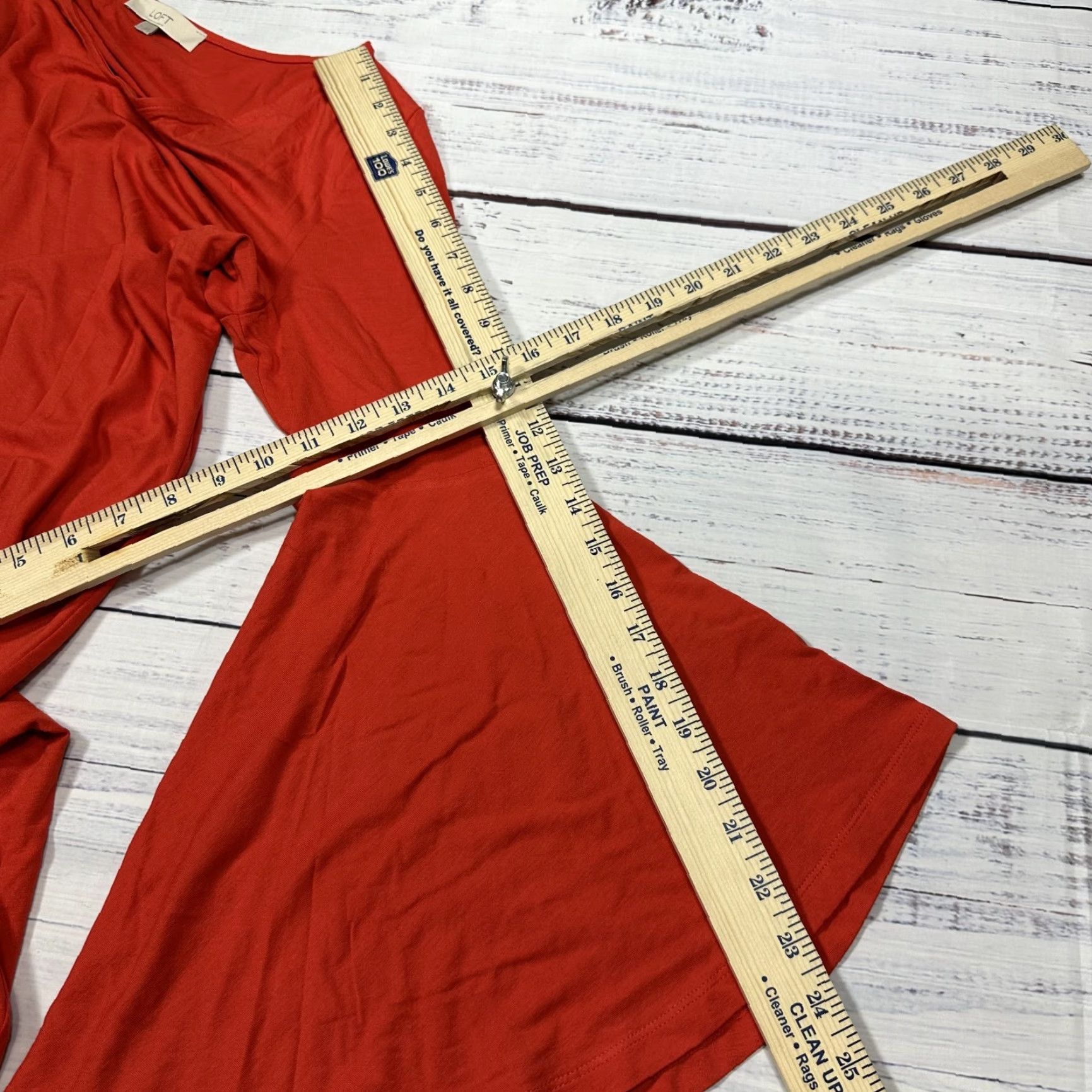 Loft LOFT Orange Bell Sleeve Shift Dress A-Line Soft Stretch V-Neck Cocktail Sz M Womens Dress Short Sleeve Vintage? (no) Size M / US 6-8 / IT 42-44 - 6 Thumbnail