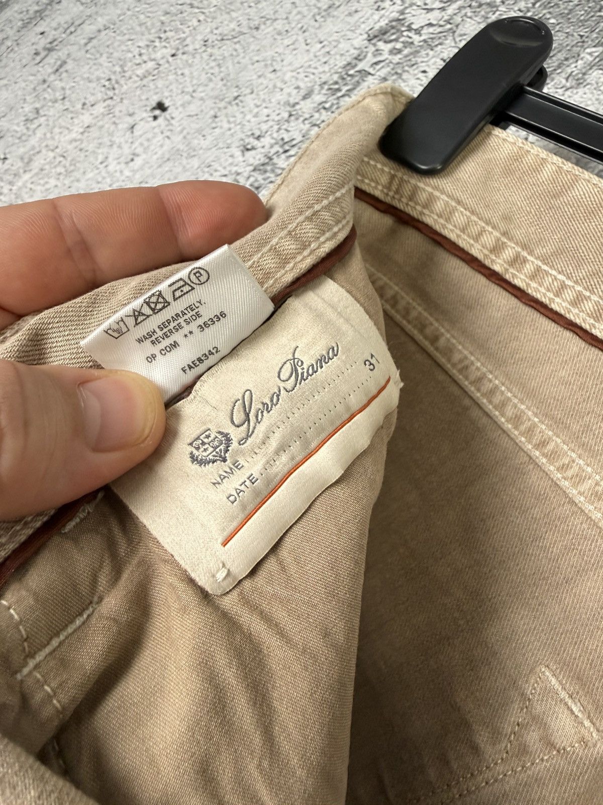 Loro Piana Loro Piana Beige Denim Chino Pants Metal Logo FAE8342 Jeans Size US 31 - 17 Thumbnail