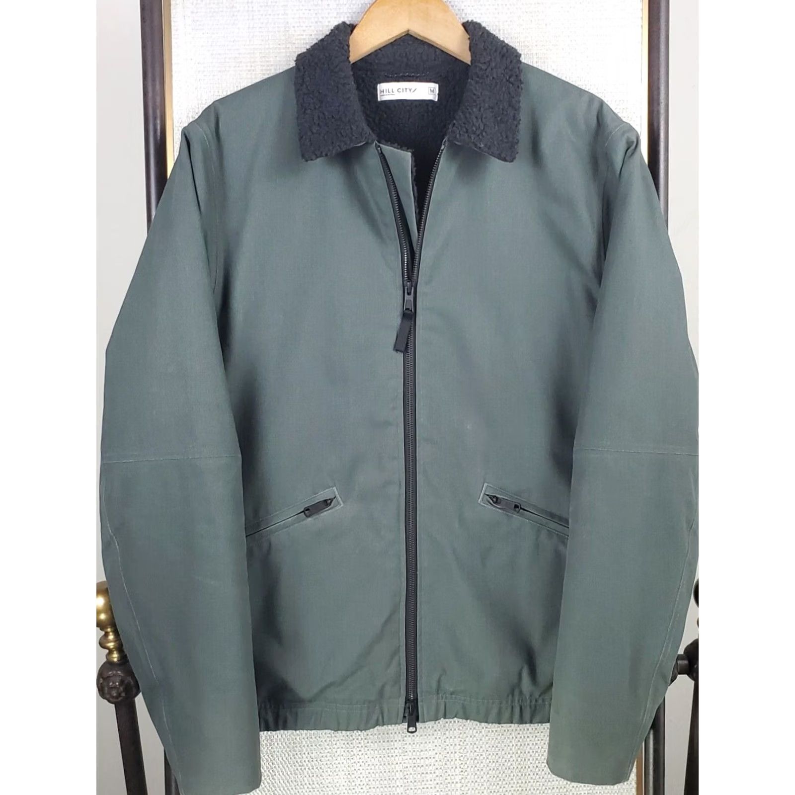 Vintage Hill City Mens Jacket Gray Canvas Sherpa Lined Full Zip, Medium, Cotton Canvas Workwear, Coat, Pockets, Wind/Water Resistant Size US M / EU 48-50 / 2 - 4 Thumbnail
