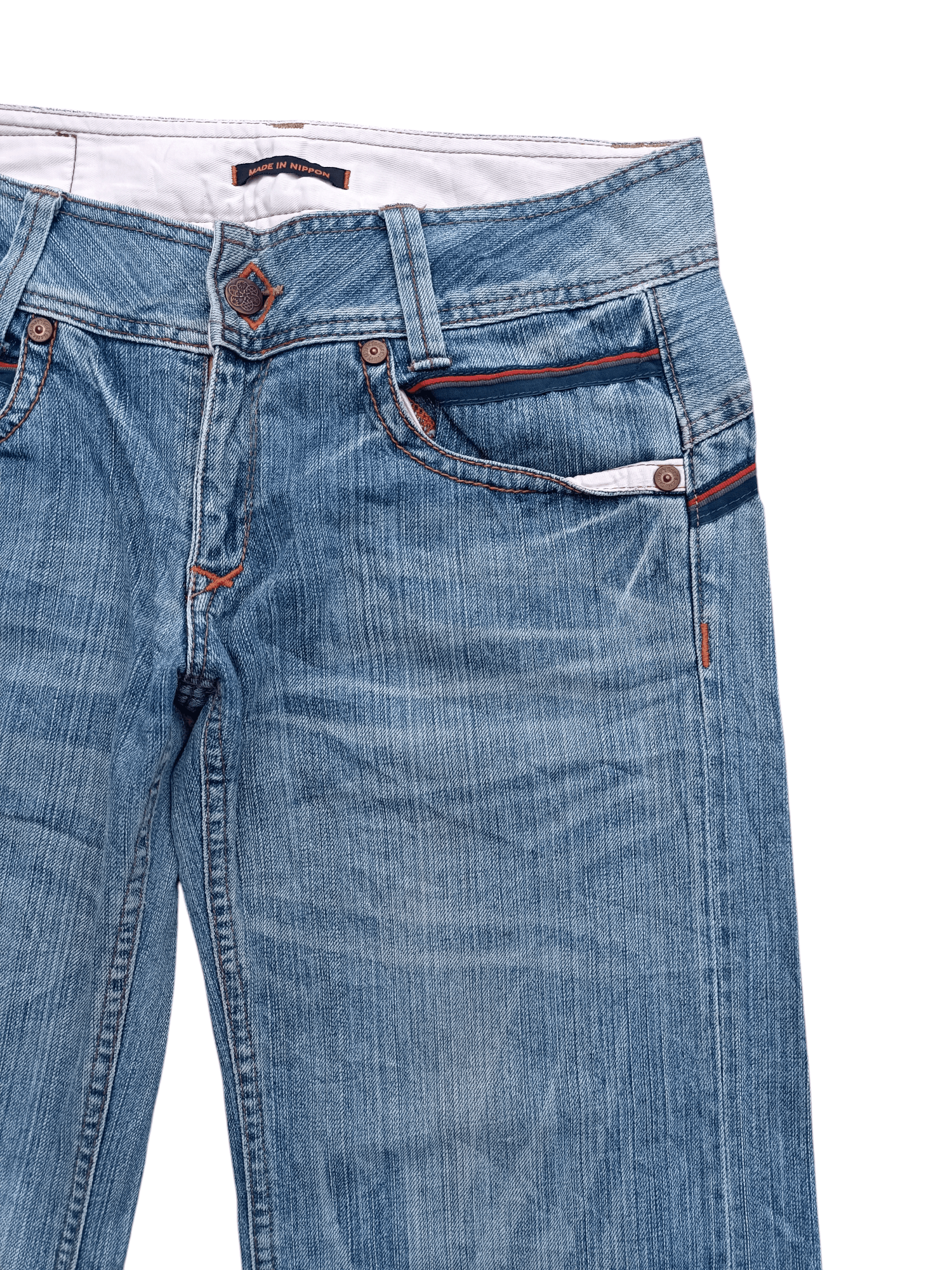 Japanese Brand SUPER FLARED🔥Et Boite Whiskers Faded Low Rise Boot Cut Size US 32 / EU 48 - 7 Thumbnail