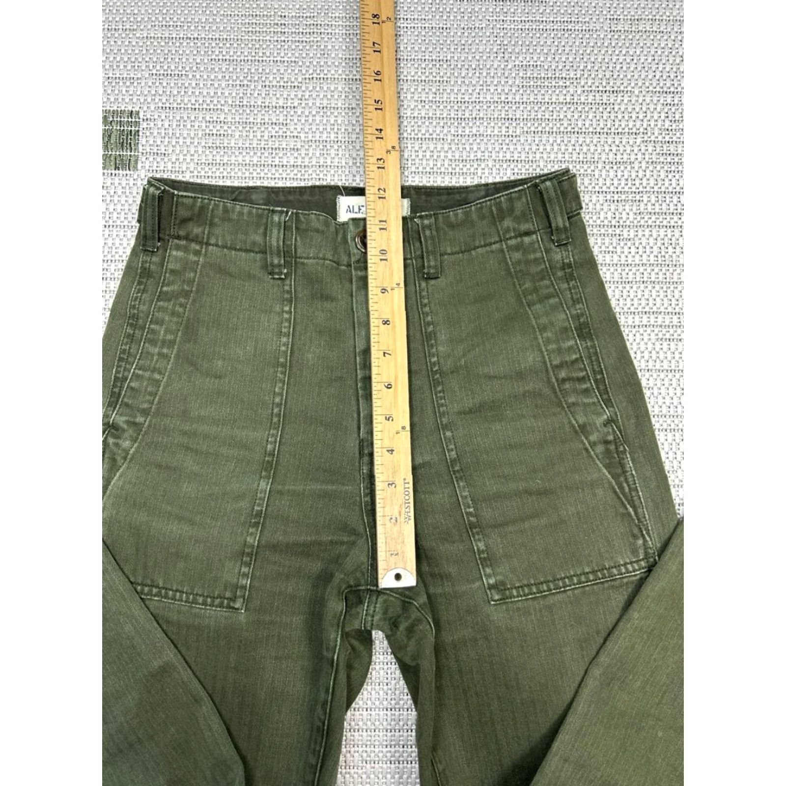 Alex Mill Alex Mill Field Pants Womens 0 Green Herringbone Cotton Mid Rise Straight Leg Size 25" / US 0 / IT 36 - 5 Thumbnail