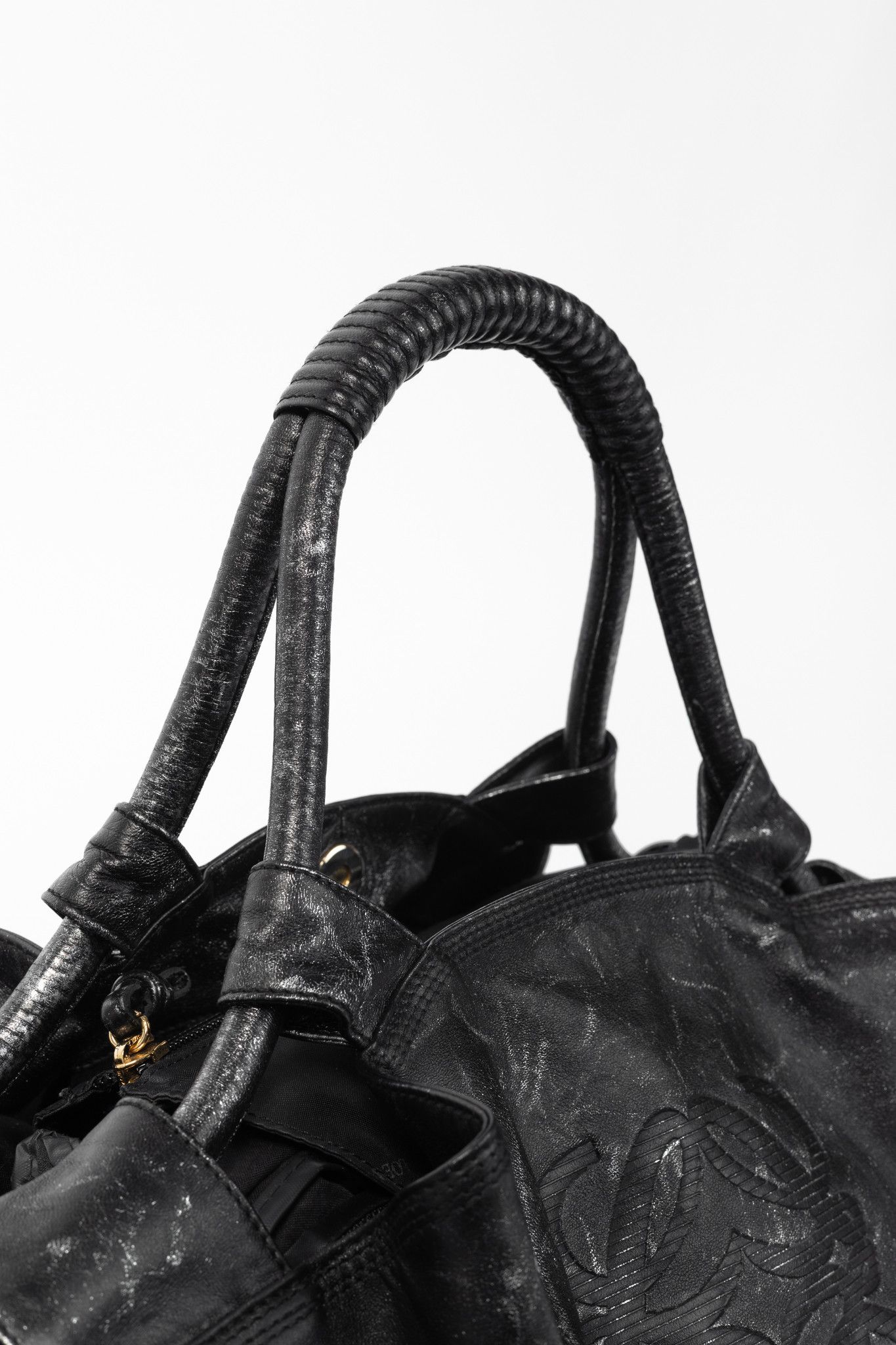 Loewe Loewe Nappa Aire Metallic Black Sheep Skin Anagram Handbag Size ONE SIZE - 6 Thumbnail